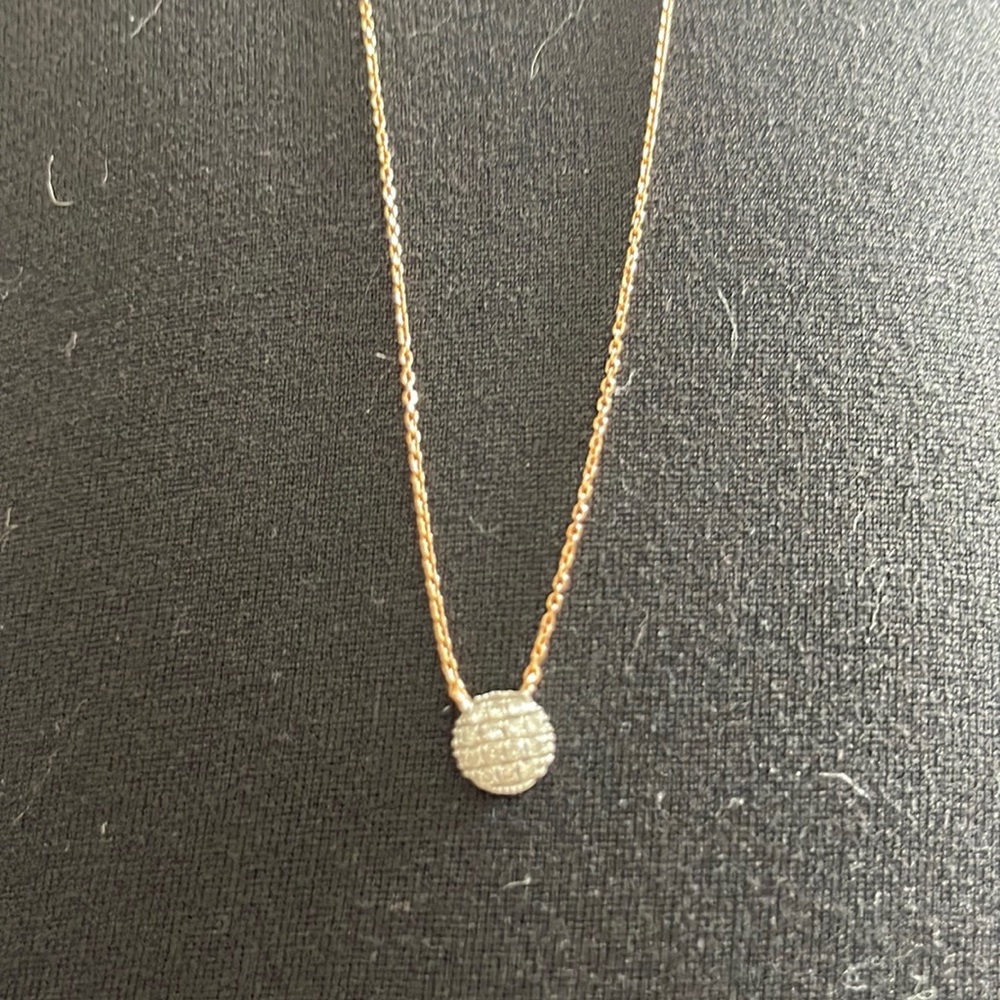 Dana Rebecca Designs Lauren Joy Disc Pendant Necklace in white and rose gold.